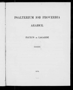 Psalterium. Iob. Proverbia. Arabice
