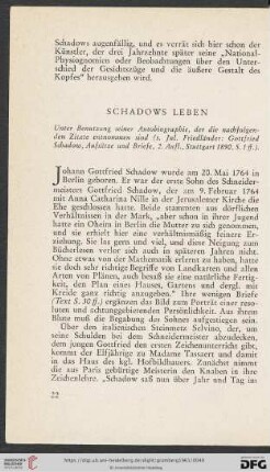 Schadows Leben
