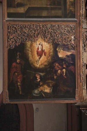 Lorcher Hochaltar — Linker Flügel — Unteres Bildfeld - Auferstehung Christi