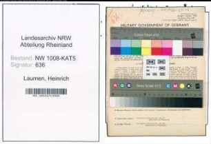 Entnazifizierung Heinrich Laumen , geb. 12.10.1919 (Verw.Gehilfe)