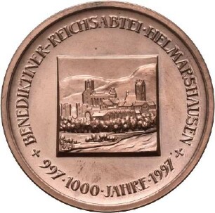 Medaille von Victor Huster auf das hundertjährige Bestehen der Reichsabtei Helmarshausen