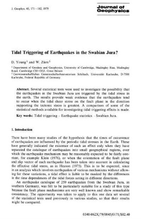 Tidal triggering of earthquakes in the Swabian jura?