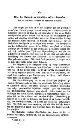 Ueber den Unterricht im Lateinischen auf den Gymnasien