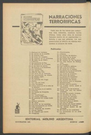 "Narraciónes Terroríficas" publicados