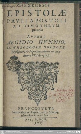 Exegesis epistolae Pauli apostoli ad Timotheum prioris