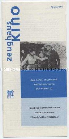 Programm des Zeughauskinos für August 1995