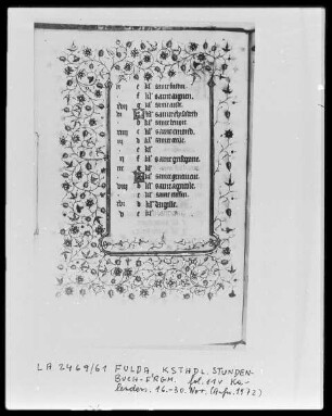 Fragment eines Stundenbuches — Kalenderseite mit Bordüre, Folio 11verso