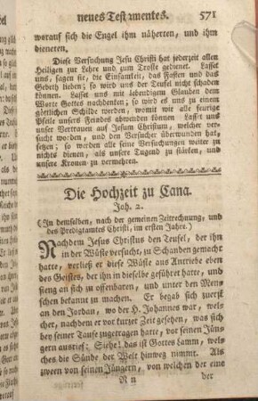 Die Hochzeit zu Cana. Joh. 2.