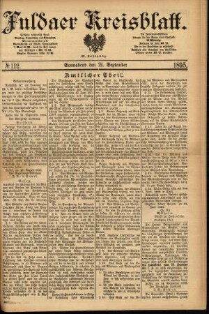 Erste Ausgabe vom Samstag, den 21. September 1895.
