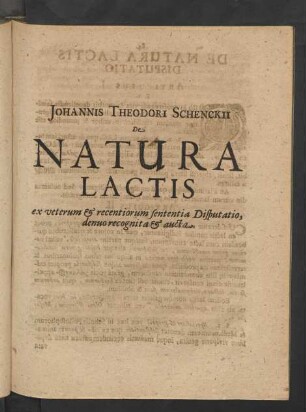De Natura Lactis Disputatio.