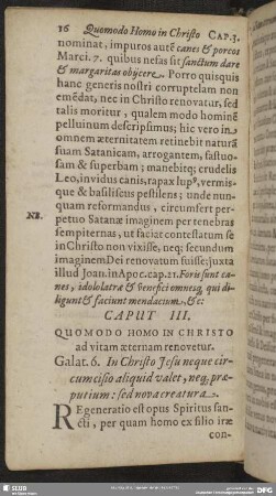 Caput III. Quomodo Homo In Christo ad vitam aeternam renovetur