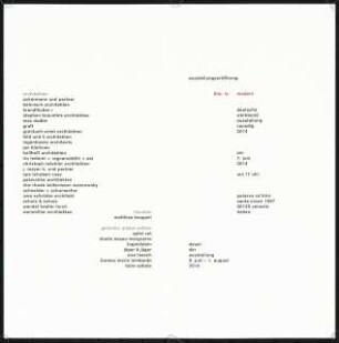 »this is modern. Deutsche Werkbund Ausstellung Venedig 2014«, 8.6.-1.8.2014. Palazzo Ca’Tron, Venedig: Einladungskarte