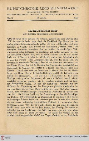 Neue Folge 31 = Jahrgang 55: Venezianischer Brief