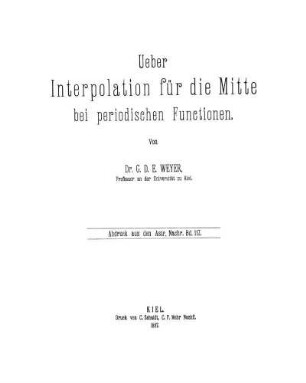 Ueber Interpolation für die Mitte bei periodischen Functionen