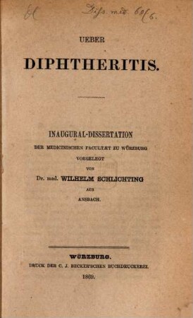 Ueber Diphtheritis