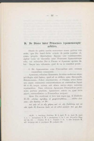 D. De Dione inter Prusenses Apamensesque arbitro.