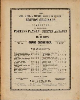 Ouverture du vaudeville : Poète et Paysan = Dichter und Bauer