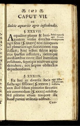 Caput VII. De Sulcis aquariis agro infindendis.