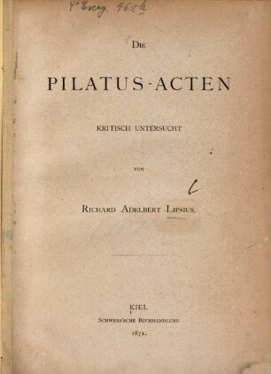 Die Pilatus-Acten