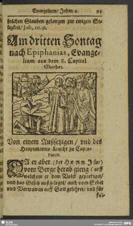 Am dritten Sontag nach Epiphanias, Evangelium aus dem 2. Capitel Matthaei