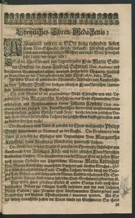 Christliches Ehren-Gedächtnis