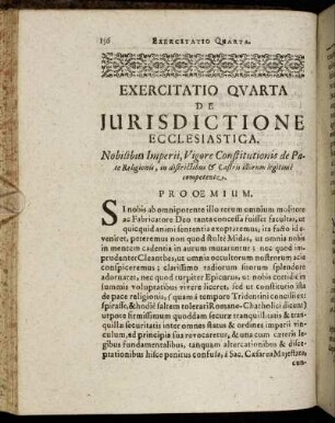 Exercitatio Quarta De Jurisdictione Ecclesiastica.