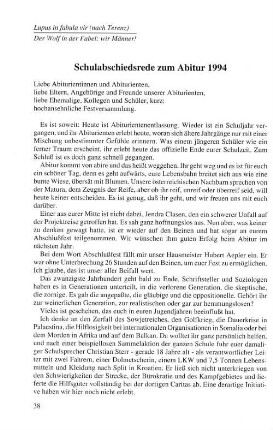 Schulabschiedsrede zum Abitur 1994