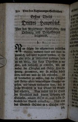 Drittes Hauptstück. Von den Regierungs-Geschäften, ihrer Ordnung und Beschaffenheit insgemein.