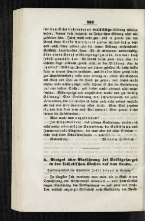 Einiges über Einführung des Volksgesanges in den katholischen Kirchen auf dem Lande : Conferenz-Arbeit