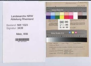 Entnazifizierung Willi Metz , geb. 05.12.1890 (Zollsekretaer)