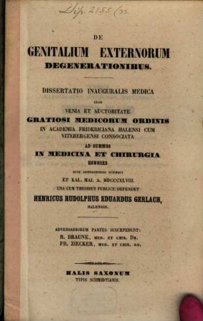 De genitalium externorum degenerationibus : dissertatio inauguralis medica