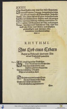 Ins Lob eines Erbarn Rahts zu Biberach ihrer new Wittib und Waisen halb gemachten Ordnung