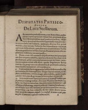 Disputatio Physico-Optica De Luce Stellarum.