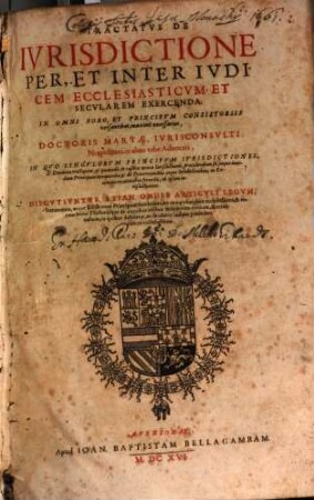 Tractatus de iurisdictione per et inter iudicem ecclesiasticum et secularem exercenda