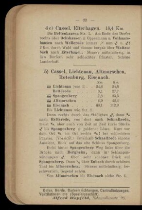 5) Cassel, Lichtenau, Altmorschen, Rotenburg, Eisenach