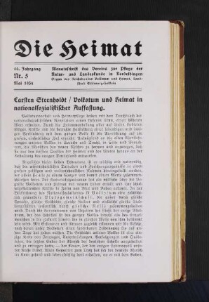 Volkstum und Heimat in nationalsozialistischer Auffassung.