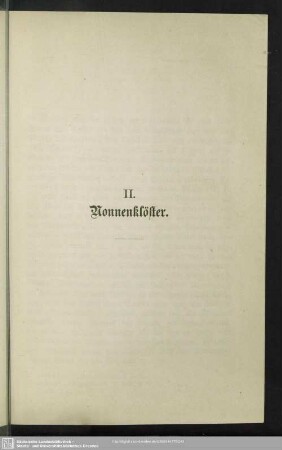 II. Nonnenklöster