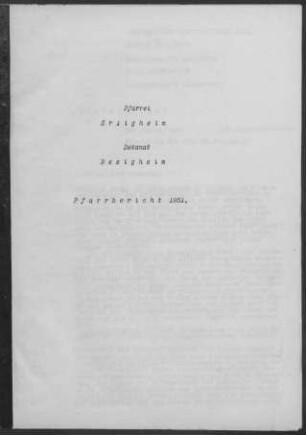 Erligheim: Pfarrbericht 1951
