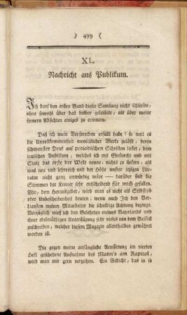 XL. Nachricht ans Publikum.