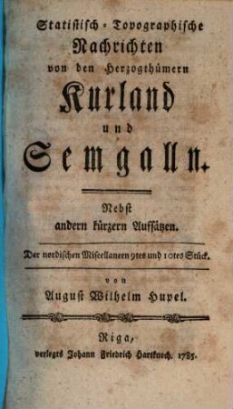 Der nordischen Miscellaneen ... Stück. 9/10. 1785