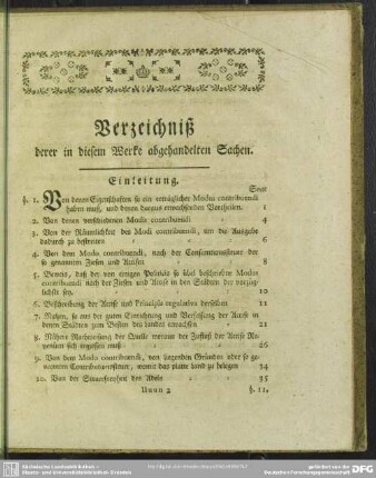 Verzeichniß derer in diesem Werke abgehandelten Sachen