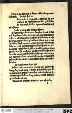 Incipit tractatulus de forma visitationum monasticarum, incipit feliciter.