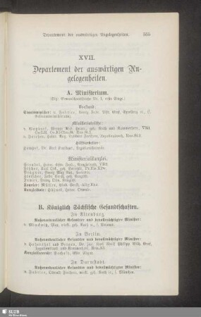 XVII. Departement der auswärtigen Angelegenheiten
