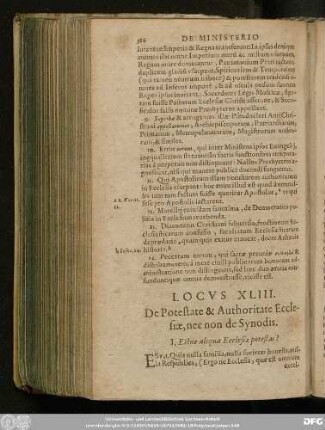 Locus XLIII. De Potestate & Authoritate Ecclesiae, nec non de Synodis.