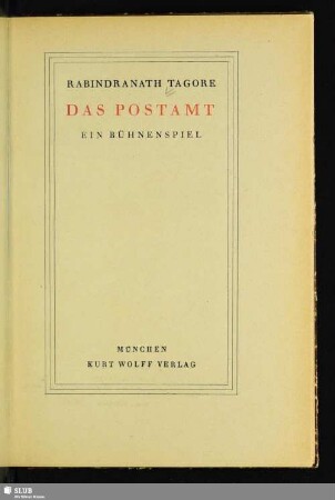 Das Postamt : ein Bühnenspiel