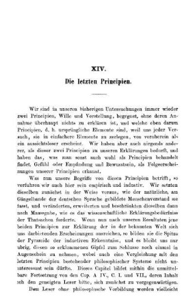 XIV. Die letzten Principien.