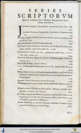 Series Scriptorum quae in volumine sexto…inveniuntur.