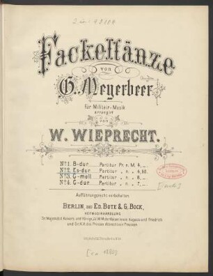 No. 2: Fackeltanz (No. II) zur Vermählung I.K.H. der Prinzess Charlotte von Preussen mit dem Erbprinzen von Sachsen Meiningen