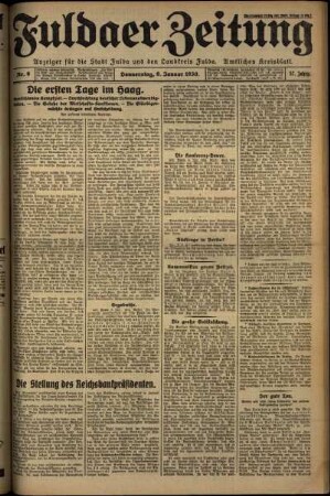 Erste Ausgabe vom Donnerstag, den 09. Januar 1930.