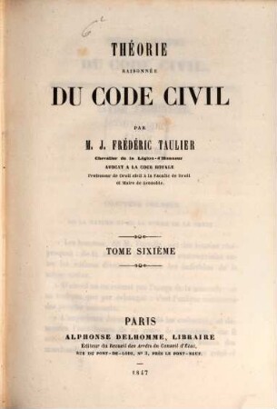 Théorie raisonnée du Code civil, 6